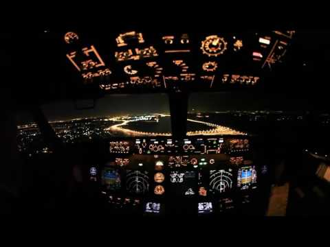 Видео: B-737NG: Посадка ночью  в аэропорту Внуково (Москва)