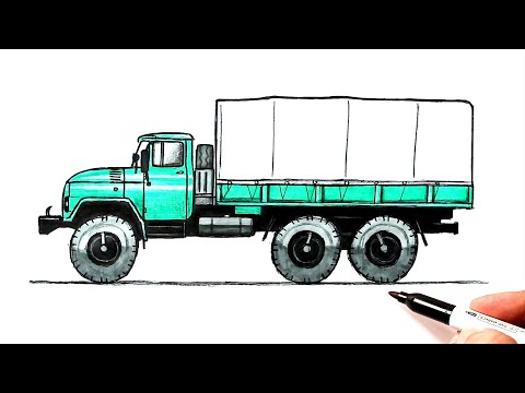 Видео: Как нарисовать Зил 131