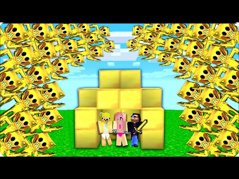 Видео: 💛ЦУНАМИ из ЗОЛОТОГО ХАГГИ ВАГГИ в МАЙНКРАФТ! Нубик Шеди Леска Бункер в Майнкрафте 100% Троллинг
