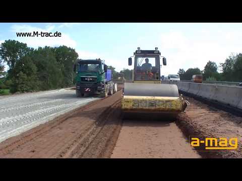 Видео: Реконструкция автобана А6 Германия холодным ресайклингом, техникой amag