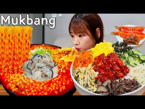 Видео: Sub)Real Mukbang- Пряные устрицы Рамен 🍜 10 начинок Пибимбап 🍱 Вишневое пиво 🍷 АСМР КОРЕЙСКАЯ ЕДА