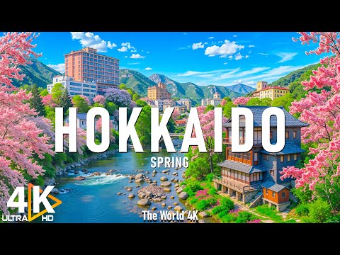Видео: Весенний Хоккайдо в полном цвету 4K, Япония - потрясающие цветы вишни, холмы