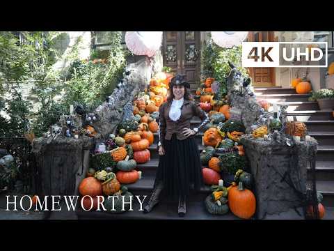 Видео: Экскурсия по дому на Хэллоуин | 4000 тыкв оживляют этот особняк в Нью-Йорке | 4K