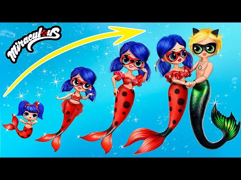 Видео: Леди Баг русалка растет! 31 идея для ЛОЛ ОМГ