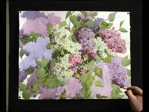 Видео: Цветы акварелью_03 - Рисуем Сирень.Акварель (Андрияка С.Н.)