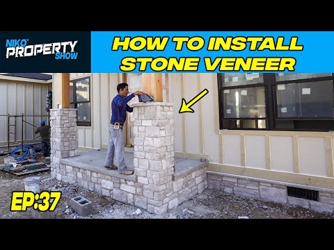 Видео: Как установить каменный шпон | Наружные стены и колонны | Строительство дома по индивидуальному п...