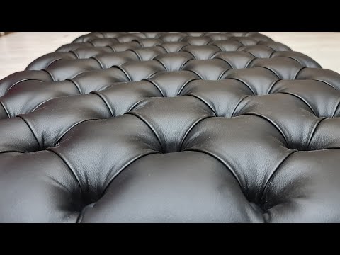 Видео: Делаем панель и сидушку в экокоже, каретная стяжка. Наращиваем ткань. Подробный ролик. Делаем углы