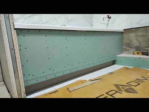 Видео: Парящий экран для ванны с подсветкой. Процесс монтажа