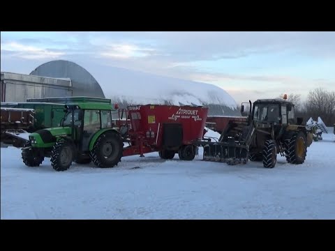 Видео: Работа на Agrolux-4.80 раздача кормов на комплексе.смазка рабочих узлов на тракторе и миксере.