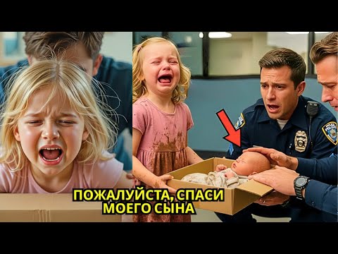 Видео: Маленькая девочка входит в полицейский участок,держа в руках коробку с надписью Спасите моего ребенк