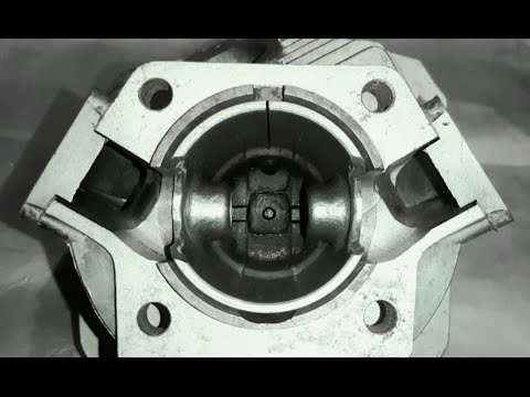 Видео: Поршень и перепускные окна в цилиндре. Окна цилиндра и окна поршня мотоциклов Иж Планета.