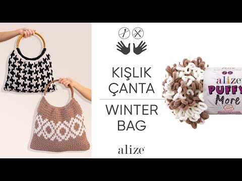 Видео: Alize Puffy More ile Kışlık Çanta • Winter Bag • Зимняя сумка