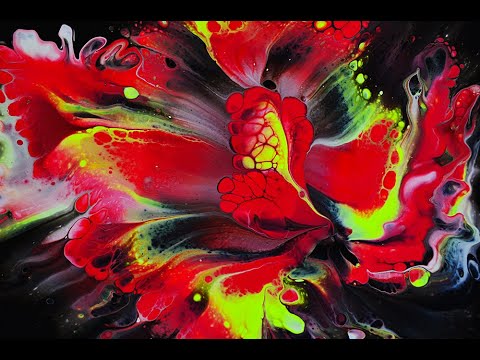 Видео: Flower dip -  цветочная акриловая заливка. /  Acrylic pour flower painting.