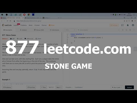 Видео: Разбор задачи 877 leetcode.com Stone Game