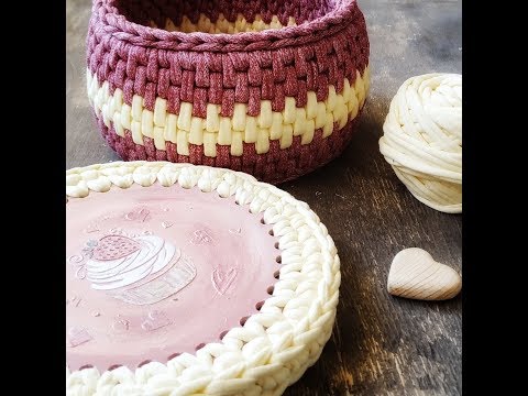 Видео: Узор "плетенка" (ротанг) крючком из трикотажной пряжи.