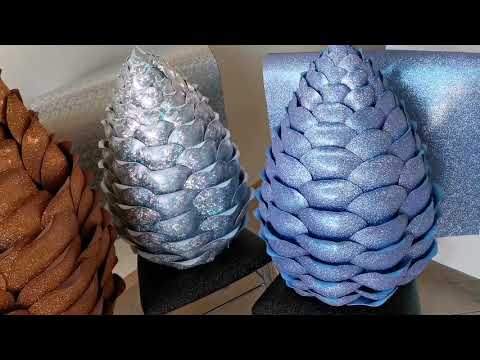 Видео: Светильник Шишка из глиттерного фоамирана 2мм.