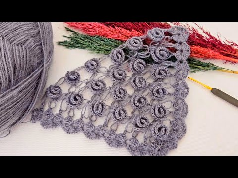 Видео: треугольная шаль бутон розы изготовление вязаной шали | трендовые модели шалей