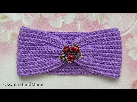 Видео: Повязка на голову. Вязание крючком. Crochet Headband