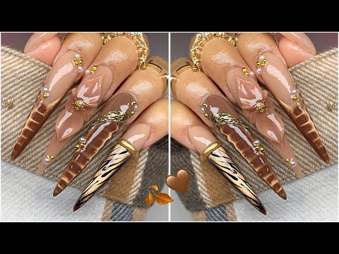 Видео: КОРИЧНЕВЫЕ ОСЕННИЕ НОГТИ-СТИЛЕТЫ «КОШАЧИЙ ГЛАЗ»🐻🍂🤎/ ТРЕНДОВЫЕ АКРИЛОВЫЕ НОГТИ