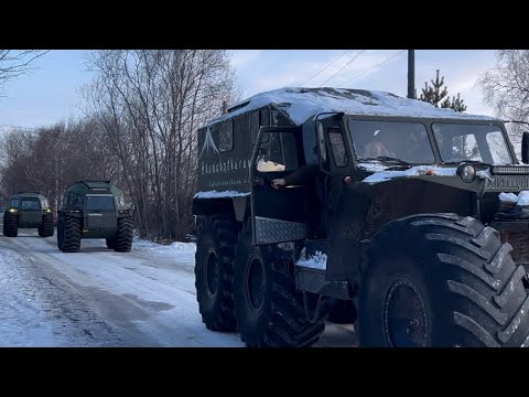 Видео: Вездеходы Тайфун и Хищник, внедорожный поход по Камчатскому лесу зимой!