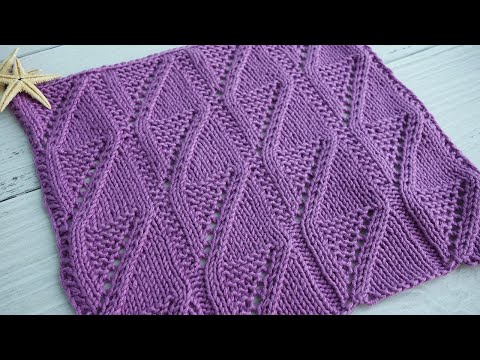 Видео: Красивый узор спицами с рельефом Ромбы схема и описание /Beautiful knitting pattern