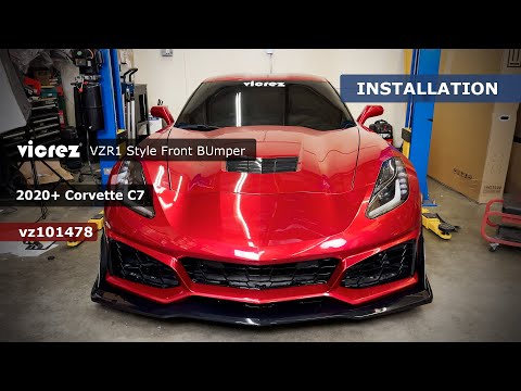 Видео: Передний бампер Vicrez VZR1 Style vz101478 | Chevrolet Corvette C7 2014-2019 | Установка