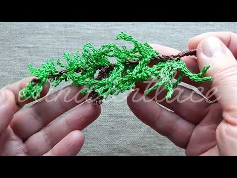 Видео: 🌲 Ёлка крючком 🌲 Как связать еловую веточку Вязаный декор