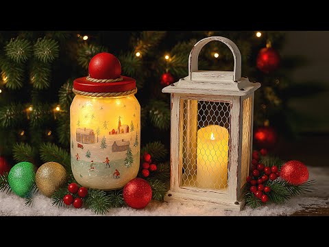 Видео: Самый красивый фонарь из стеклянной банки и картона, который вы когда-либо видели! 🎄