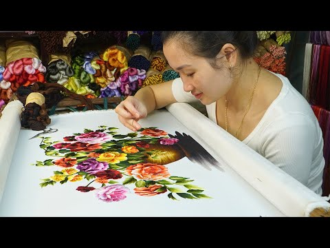 Видео: Искусство ручной вышивки — пошаговый дизайн и вышивка красочного цветка шиповника