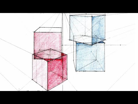 Видео: Как нарисовать куб на кубе под углом 45 градусов.