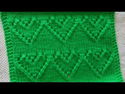 Видео: Красивый узор "сердечки" спицами.
