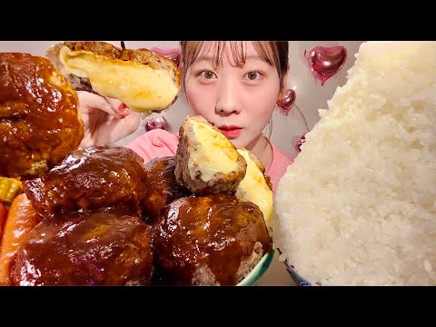 Видео: ASMR гамбургский стейк с сыром【русские субтитры】【Mukbang/ Eating Sounds】