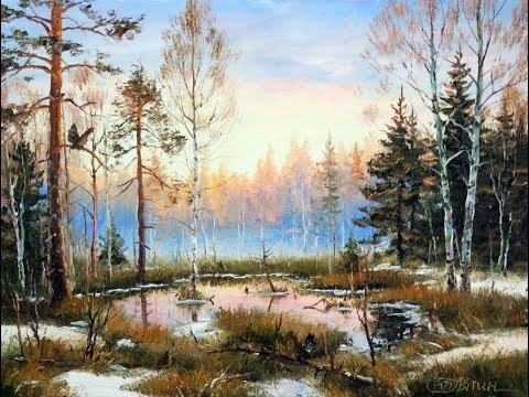 Видео: Из зимы - в весну. "Провожаем Февраль с Зимою, И встречаем Весну и Март..." Пейзажи Олега Пятина.