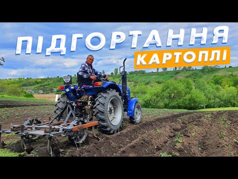 Видео: Підгортання картоплі мінітрактором. Окучування картоплі