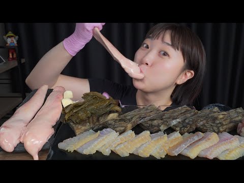 Видео: Сырая рыба и печень / Mukbang eating show