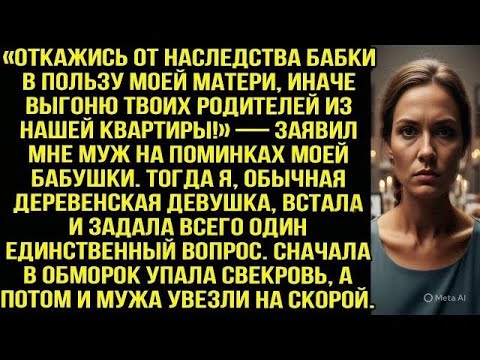 Видео: Муж требовали отдать свекрови наследство, угрожая выгнать моих родителей. Но одна фраза изменила всё