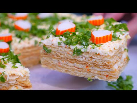 Видео: Вафельный Торт с Крабовыми палочками — Простая и вкусная закуска