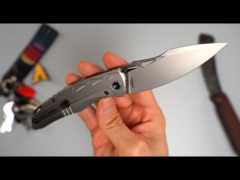 Видео: Нож TuoTown Krotos Stonewash сталь T14N рукоять Grey Ti