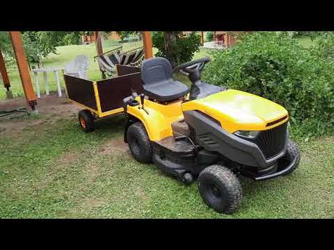 Видео: Stiga estate 2084 тест-драйв прицепа, проверка на прочность