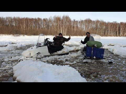 Видео: Испытания бурана на двух лыжах в наледи.
