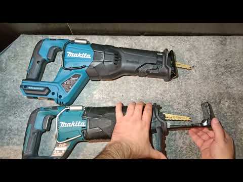 Видео: Пилы сабельные аккумуляторные 40В-18В Makita JR001GZ и Makita DJR187Z внешний вид габариты отличия.