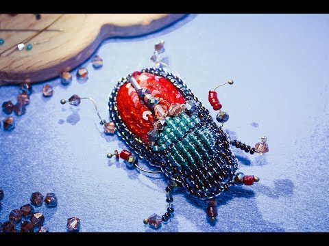 Видео: Брошь Жук с пайетками.