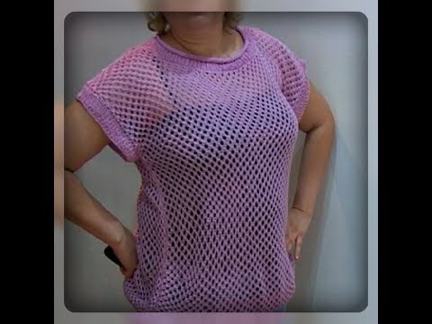 Видео: Ажурная летняя кофта  без рукавов,  вязание спицами