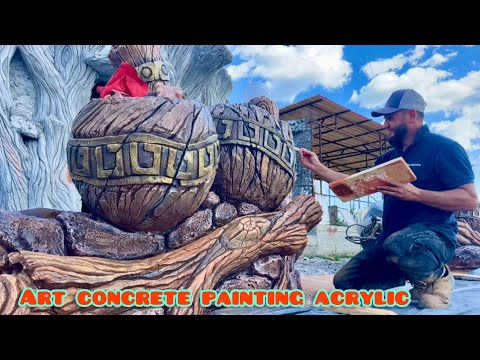 Видео: Покраска входной группы. Арт бетон.  Art concrete painting acrylic