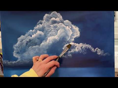 Видео: КАК РИСОВАТЬ ОБЛАКА ☁️ 3 простых шага акрилом #акрил #живопись #облака #искусство #урок