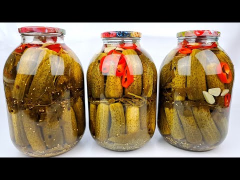 Видео: Теперь огурцы мариную только таким способом! Вкусные маринованные огурцы в 3-х л. банках на зиму.