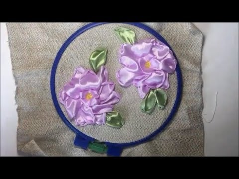 Видео: Шиповник вышитый атласными лентами / Wild rose embroidered satin ribbons