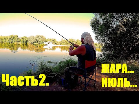 Видео: Рыбалка. 4 Дня Июля на Реке. Жара!!! Залетный Лещ. Плотва на Фидер. Часть 2.