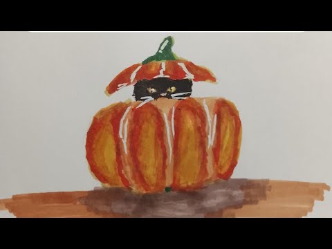 Видео: Рисую котика в тыкве. Скетч. How to draw a cat in a pumpkin.