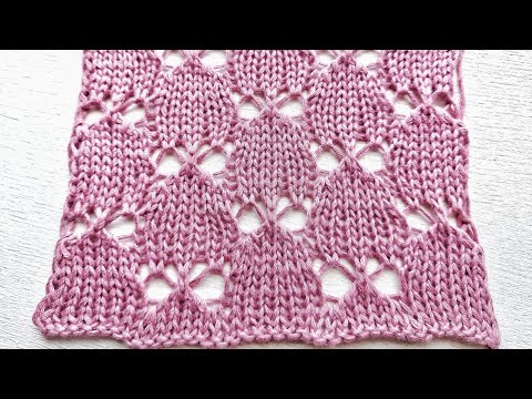 Видео: Симпатичный ажурный узор с клубничками для вязания топа, джемпера